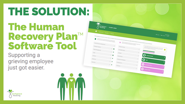 Human Recovery Plan, Software Tool, grieving employee, Grieving Employee Support for a Grieving Employee Workplace Healing addressing grief in the workplace guide for employers, Human Recovery Plan™, Support for a Grieving Employee