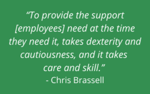 Chris Brassell, employee re-engagement, grieving in community