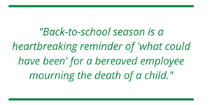 back-to-school season, employee mourning, mourning the death